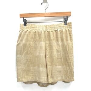 Men's 5” Tan Basket Weave Print Atgletic Shorts w/ Lining and Pockets Size XXL